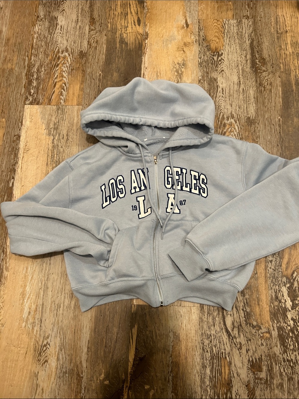 Los Angeles LA Light Blue Zip Hoodie